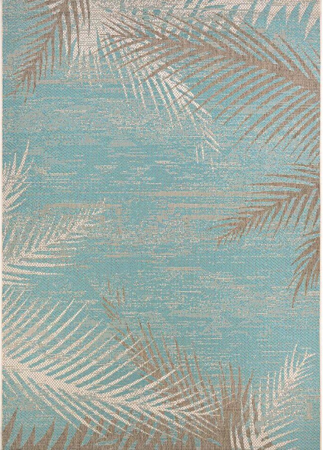 Couristan Monaco Tropical Palms Aqua 4 ft. x 5 ft. Indoor/Outdoor Area Rug