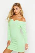 Thumbnail for your product : boohoo Bodycon Off the Shoulder Stretch Denim Dress