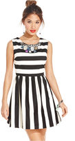 Thumbnail for your product : Ruby Rox Juniors' Striped Rhinestone A-Line Dress