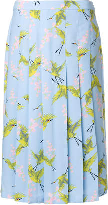 Essentiel Antwerp bird print pleated skirt