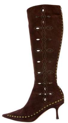 Jimmy Choo Perforated Suede Knee-High Boots