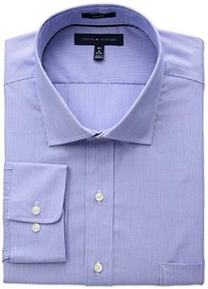 Tommy Hilfiger Men's Big and Tall Non Iron Big Fit Stripe Spread Collar Dress Shirt