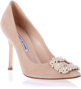 Thumbnail for your product : Manolo Blahnik Hangisi suede nude pump