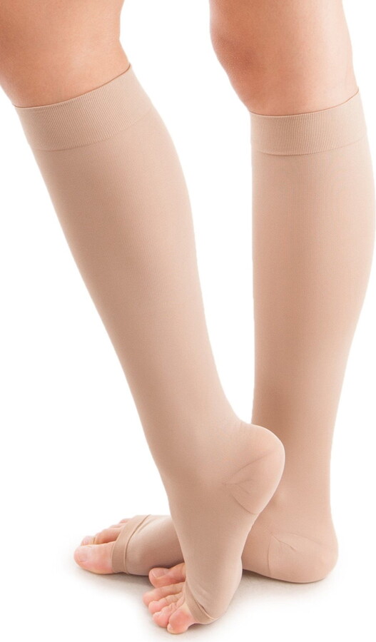 Gabrialla Unisex Microfiber Open Toe Knee High Graduated Compression Stockings (25-35mmHg): H-304(O)