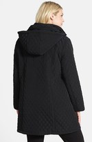 Thumbnail for your product : Gallery Hooded Snap Front Quilted Coat with Inset Bib (Plus Size)