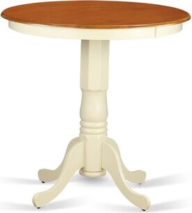 Charlton Home Smithson Counter Height 36" Rubberwood Solid Wood Pedestal Dining Table