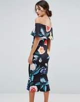 Thumbnail for your product : Bardot True Violet Pephem Midi Dress In Bold Floral Print