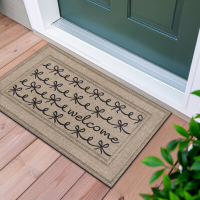 Apache Mills Soho Welcome Bows Non-Slip Indoor Outdoor Doormat