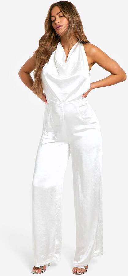 Cowl Backless Culotte Jumpsuit Boohoo Women's Jumpsuits