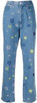 Thumbnail for your product : Love Moschino Embroidered Straight Leg Jeans