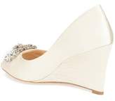 Thumbnail for your product : Badgley Mischka Collection 'Dara' Crystal-Encrusted Peep-Toe Wedge