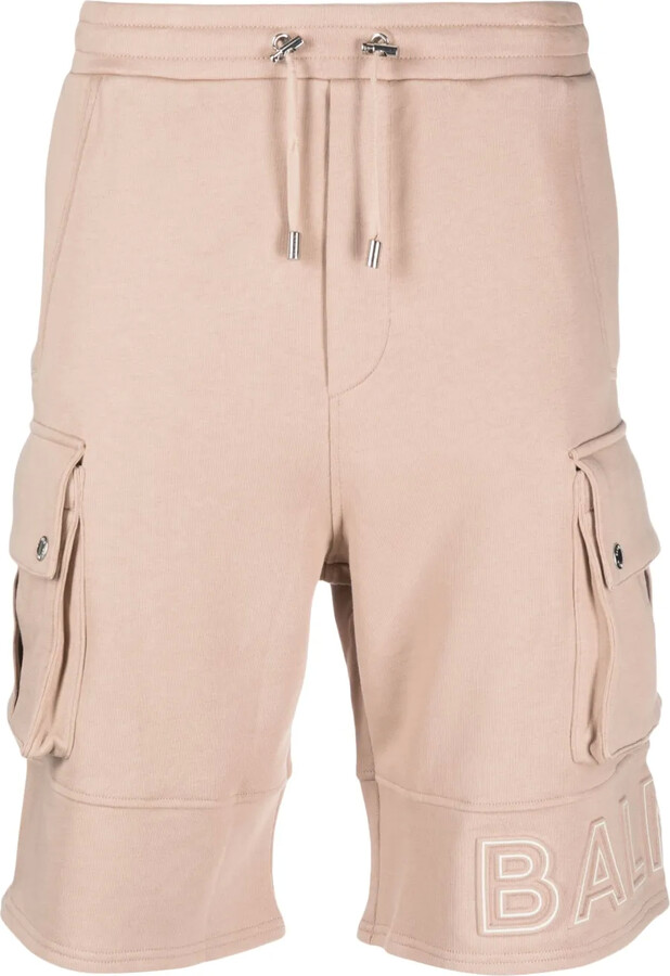 Balmain Embossed-Logo Cotton Bermuda Shorts