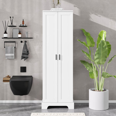 Latitude Run Tall Storage Cabinet With Doors And Adjustable ShelvesWood Narrow Office Storage Cabinet Freestanding Storage Organizer