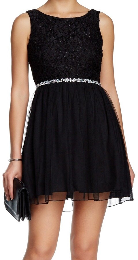 black lace junior dress