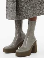 Thumbnail for your product : Stella McCartney Patent Faux Leather Platform Ankle Boots - Womens - Grey