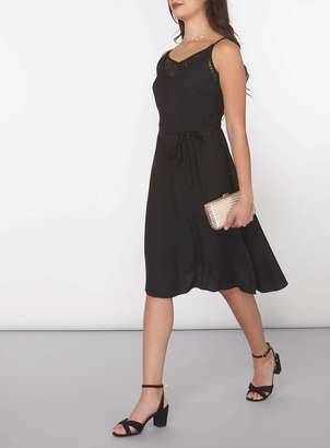 Petite Black Lace Cami Dress
