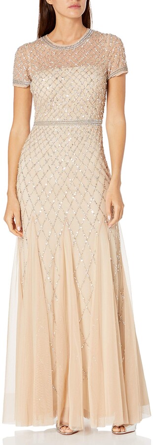 beaded mesh gown
