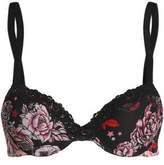 Thumbnail for your product : Just Cavalli Lace-trimmed Floral-print Stretch-knit Underwired Bra