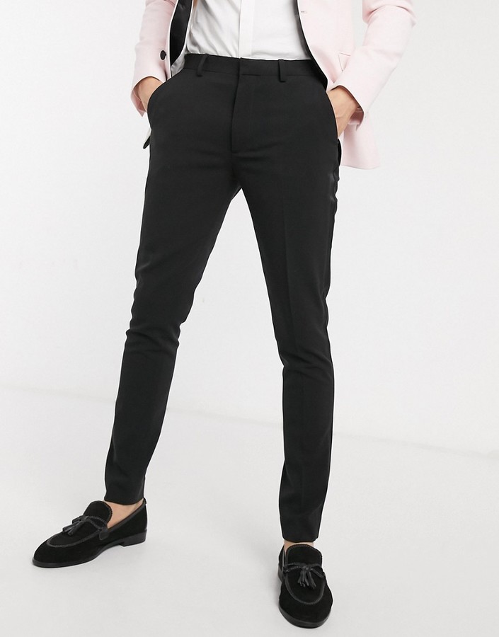 black satin skinny trousers
