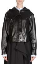 Hooded Faux Leather Jacket 
