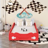 Thumbnail for your product : Nestfair Red Twin Size Car-Shaped Platform Bed