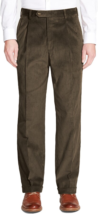 Berle Pleated Classic Fit Corduroy Trousers - ShopStyle Casual Pants