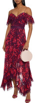 Thumbnail for your product : Alice + Olivia Harper Cold-shoulder Lace-trimmed Floral-print Georgette Midi Dress