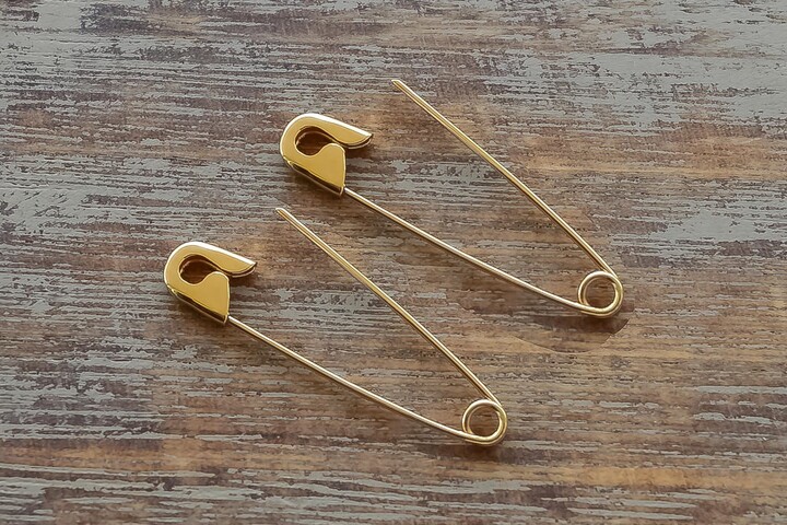 Etsy Gold Safety Pin Earrings Edgy Cartilage 1.25 Inches