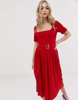 asos red pleated dress