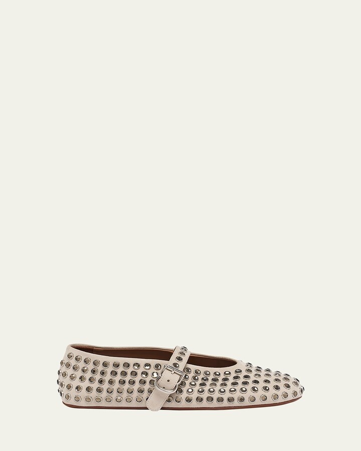 Alaia Crystal Stud Mary Jane Ballerina Flats