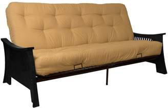 LOFT Comfort Style Silk Route 10-inch Inner Spring Futon Sofa Sleeper Bed, Full-size, Black Finished Arms, Twill Khaki