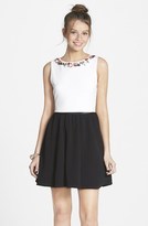 Thumbnail for your product : As U Wish Embellished Neck Skater Dress