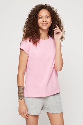 Dorothy Perkins Women's Petite Pink Roll Sleeve T-Shirt - 6