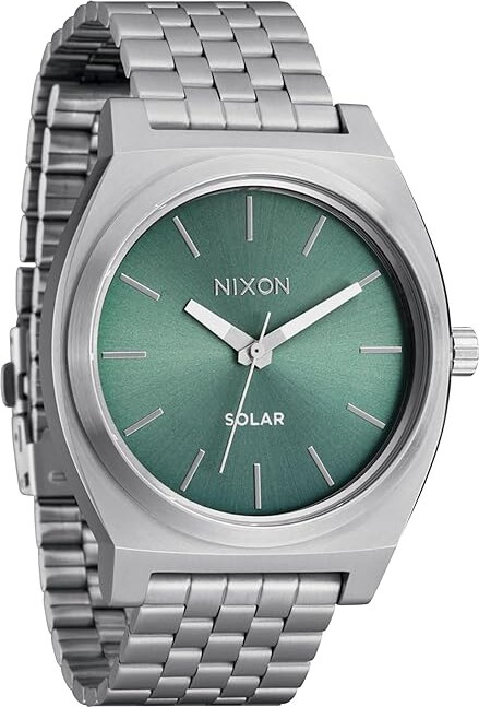 Nixon Time Teller Solar Men's Watches Silver/Jade Sunray, Silver Tone/Stainless Steel