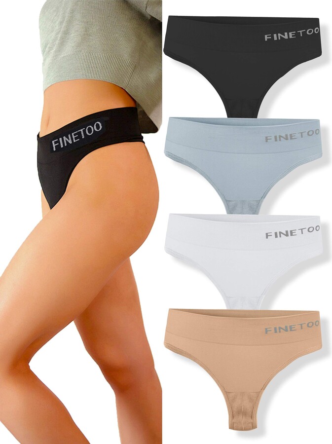 FINETOO 4 Pack High Waisted Thongs for Women - ShopStyle
