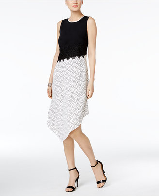 Alfani PRIMA Asymmetrical Contrast Dress, Created for Macy's
