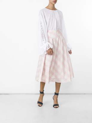 Valentino Checked silk-taffeta a-line midi skirt
