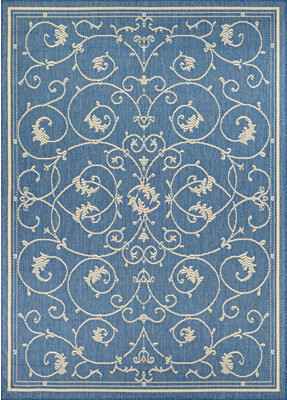 Couristan Ariadne Floral Champagne Blue Indoor Outdoor Area Rug