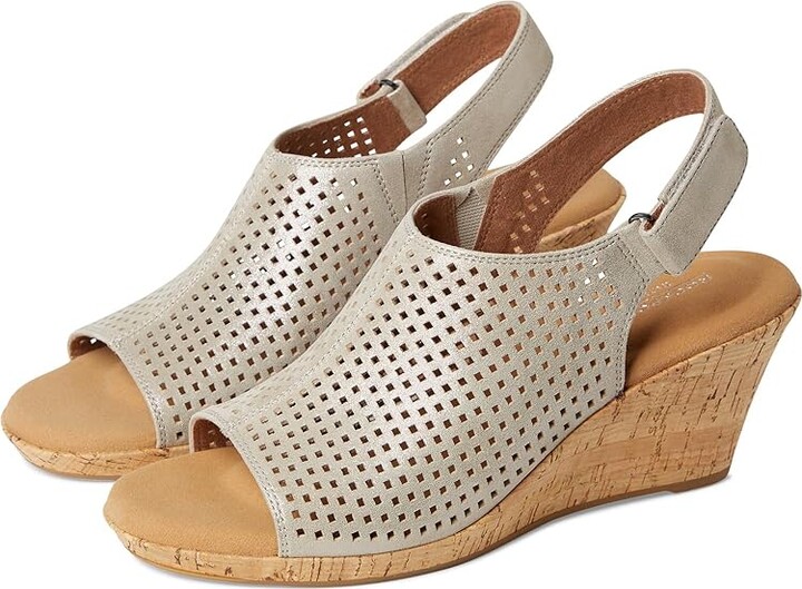 Rockport Briah Perf Sling Women's Shoes Metallic Khaki : 5 M (B) Full Grain leather/Leather