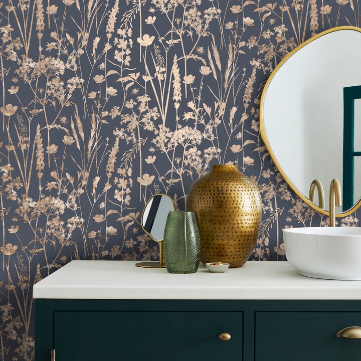 Dunelm Meadow Flowers Wallpaper Navy ShopStyle