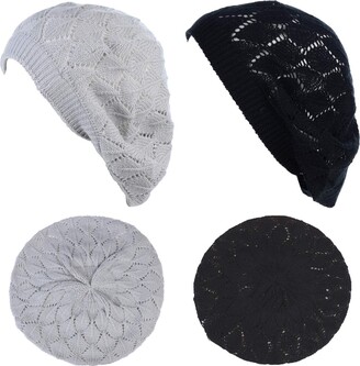 Be Your Own Style BYOS Chic Soft Knit Airy Cutout Lightweight Slouchy Crochet Beret Beanie Hat