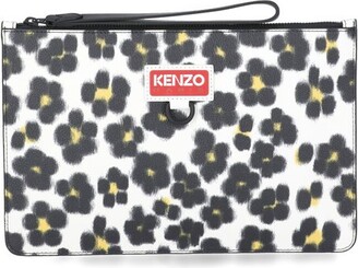 Kenzo Leopard-Printed Zipped Clutch Bag