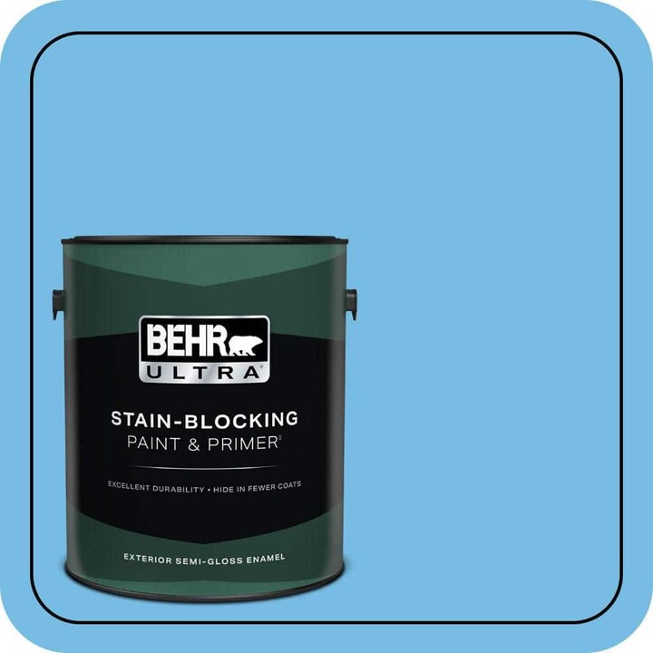 BEHR ULTRA 1 gal. #550B-4 Costa Rica Blue Semi-Gloss Enamel Exterior Paint & Primer
