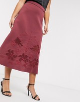 Thumbnail for your product : ASOS DESIGN embroidered full scuba midi skirt