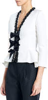 Thumbnail for your product : Carolina Herrera Embellished Bow-Front Peplum Jacket