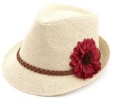 Thumbnail for your product : Charlotte Russe Braid & Flower-Topped Straw Fedora Hat