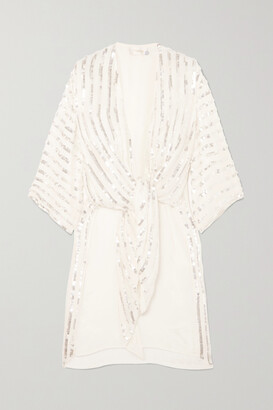 Temperley London Neri Tie-front Sequin-embellished Crepe Kimono