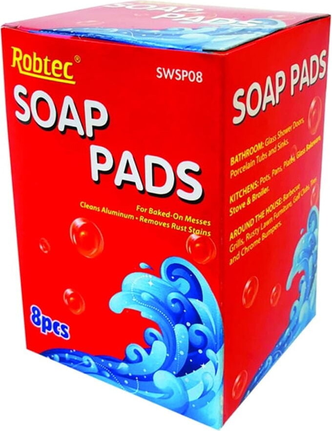 Unbranded Robtec Heavy-Duty Steel Wool Soap Pads, 8-Count