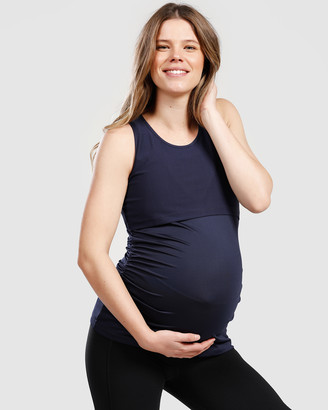 Bloomberri - Women's Navy Maternity Singlets - Milk And Love Tank - Size One Size, XS at The Iconic