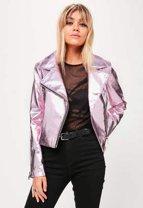 metallic pink leather jacket